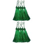 Kit 10 Pingente Tassel 9cm Verde Bandeira Com Detalhe em Dourado