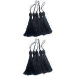 Kit 10 Pingente Tassel 9cm Preto Com Detalhe em Dourado