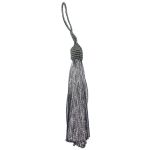 Kit 5 Pingente Tassel 9cm Cinza Com Detalhe em Dourado 