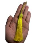 Pingente Tassel 9cm Amarelo Com Detalhe em Dourado