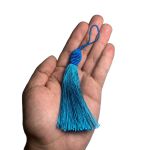 Pingente Tassel 9cm Azul Turquesa Com Detalhe em Dourado 