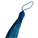Pingente Tassel 9cm Azul Turquesa Com Detalhe em Dourado 