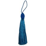 Pingente Tassel 9cm Azul Turquesa Com Detalhe em Dourado 