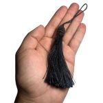 Kit 10 Pingente Tassel 9cm Preto Com Detalhe em Dourado