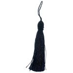Kit 10 Pingente Tassel 9cm Preto Com Detalhe em Dourado