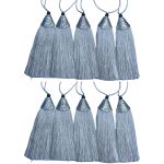 Kit 10 Pingente Tassel 9cm Branco C/ Detalhe Metal Níquel Artesanato