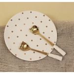 jogo Colheres Sobremesa Heart Branca/ dourado Com 6 