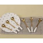 jogo Colheres Sobremesa Heart Branca/ dourado Com 6 