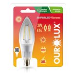 Lâmpada Led Vela Filamento Claro 3W Biv 2700K 20175 - OUROLUX