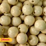 Bolas de Madeira Bege Claro Tamanhos 06/08/14 e 24MM - 50g