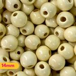 Bolas de Madeira Bege Claro Tamanhos 06/08/14 e 24MM - 50g