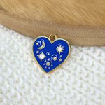 Pingente de Coração Estrelado Dourado/Azul - 1 Uni