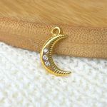 Pingente Lua Dourada Com Strass - 1 Uni