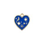 Pingente de Coração Estrelado Dourado/Azul - 1 Uni