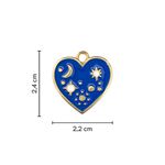 Pingente de Coração Estrelado Dourado/Azul - 1 Uni