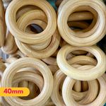 ARGOLAS DE MADEIRA BEGE CLARO TAMANHOS 30/40 E 50MM - 10 UNIDADES