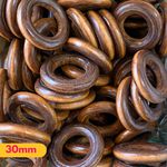 ARGOLAS DE MADEIRA MARROM ESCURA TAMANHOS 30/40 e 50MM - 10 UNIDADES