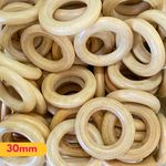 ARGOLAS DE MADEIRA BEGE CLARO TAMANHOS 30/40 E 50MM - 10 UNIDADES