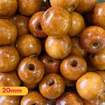Bolas de Madeira Marrom Tamanhos 06/14/20/24 e 30MM - 50g