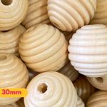 Bolas de Madeira Bege Claro Tamanhos 06/08/14/20/24 e 30MM - 50g