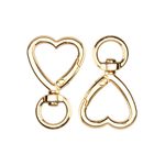 Mosquetão Articulado Coração Dourado 26mm - 2 Unidades