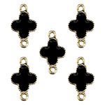Pingente Trevo 4 Folhas Menor Preto - 5 Unidades