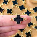 Pingente Trevo 4 Folhas Menor Preto - 5 Unidades