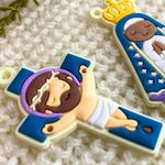 Entremeios Crucifixo e Nossa Senhora Branco Infantil - 2 Unidades