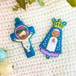 Entremeios Crucifixo E Nossa Senhora Verde Infantil - 2 Unidades 