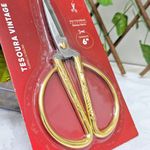 Tesoura Vintage Metálica Dourada 15cm