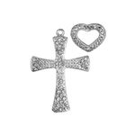 Crucifixo C/ Strass e Coração - Niquel