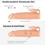 *Capa Peniana de 12cm Para 16cm Com Estimulador e Vibro Fanle SI (1339) - Bege