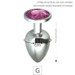 **Plug Metálico G Com Pedra Variadas 8cm SI (5847) - Cromado