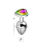 Plug de Metal P Com Pedra Formato de Coração 6cm SI (5848) - Pedra Fruta Cor