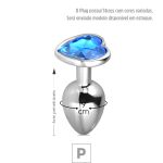 **Plug Metálico P Com Pedra Formato de Coração 6cm SI (5848) - Padrão