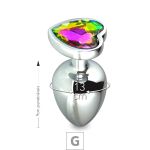 Plug de Metal G Com Pedra Formato de Coração 8cm SI (5850). - Pedra Fruta Cor