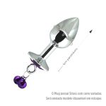 **Plug Metálico P Com Strass Variado e Sino SI (6360) - Cores Variadas