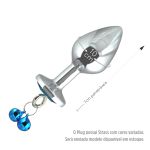 Plug Metálico M Com Strass Variado e Sino SI (6361). - Cromado