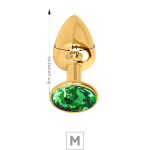 Plug de Metal M Dourado Com Strass SI (7053) - Pedra Verde