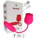 Vibrador Com Estimulador Formato Rosa Hortência SI - (7633) - Pink