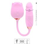 Vibrador Com Estimulador Formato Rosa Hortência SI - (7633) - Rosa
