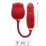 Vibrador Com Estimulador Formato Rosa Hortência SI - (7633) - Vermelho
