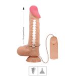 *Prótese 18x14cm Com Vibro Ventosa e Escroto Sadik SI (8543) - Bege