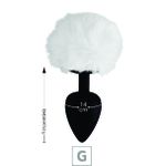 Plug de Silicone G Preto Com Pom Pom SI (8642) - Branco
