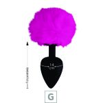 Plug de Silicone G Preto Com Pom Pom SI (8642) - Pink