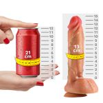 Prótese 15x13cm Com Vibro Ventosa e Escroto SI(9542) - Bege