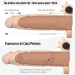 Capa Peniana de 14cm Para 19cm Com Extensor e Vibro VP (CA033-15822) - Bege