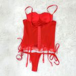 *Espartilho Brenda (DM163) - Vermelho C/ Preto