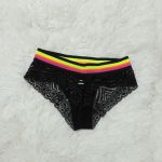 Calcinha Renda Cós Bicolor (DR0045) - Preto