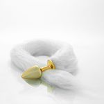 Plug de Metal Dourado Com Cauda Hard (HA116D) - Branco